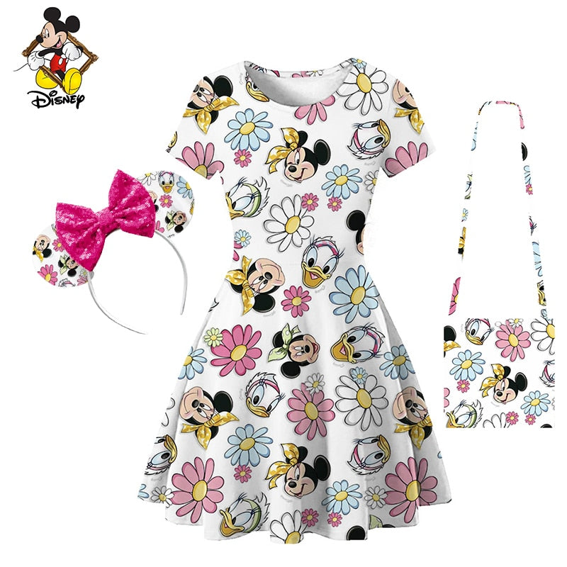 Été bébé fille tenue décontractée Floral enfants enfant en bas âge Minnie Mouse marguerite dessin animé mignon princesse Costumes pour filles robes dos nu