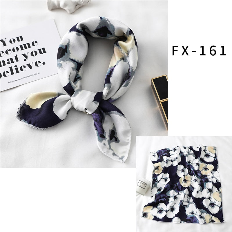 Square Silk Scarf Women Fashion Print Small Neck Scarfs Office Lady Hair Band Foulard Hand Kerchief Female Bandana Shawl