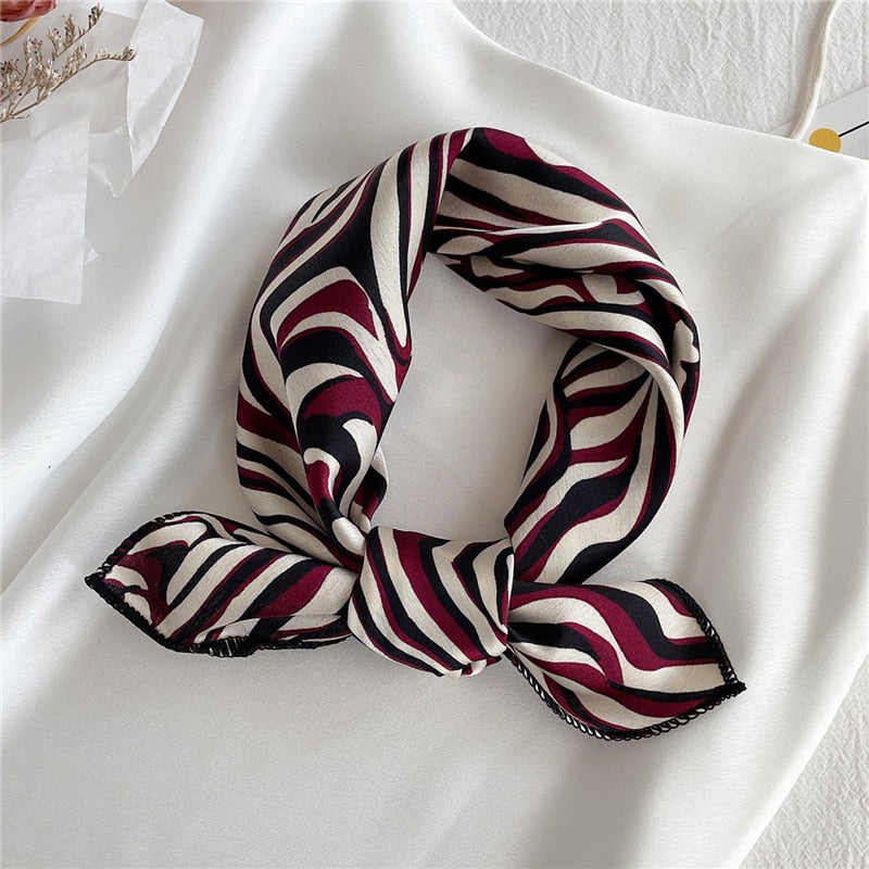 Square Silk Scarf Women Fashion Print Small Neck Scarfs Office Lady Hair Band Foulard Hand Kerchief Female Bandana Shawl