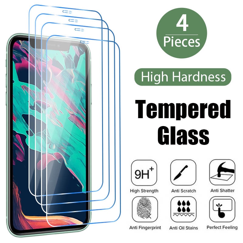 4 pièces verre trempé pour iPhone 13 12 11 Pro Max Mini protecteur d'écran pour iPhone 14 Pro Max 7 8 6 6S Plus SE 2020 X XR Xs verre