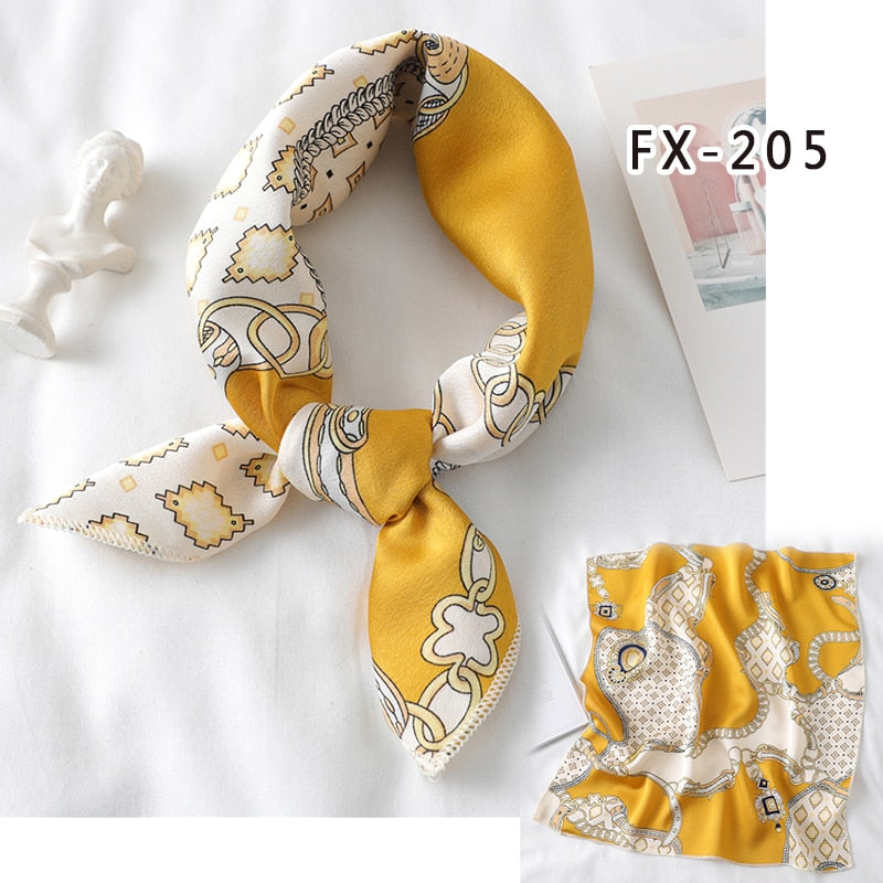 Square Silk Scarf Women Fashion Print Small Neck Scarfs Office Lady Hair Band Foulard Hand Kerchief Female Bandana Shawl