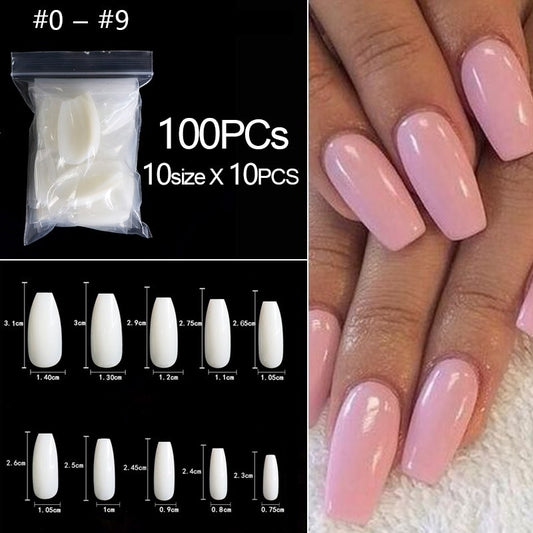 100/500pcs/Bag False Ballerina Natural/Transparent Coffin Fake Nails Manicure Nails for Extension & Protection Nail Art
