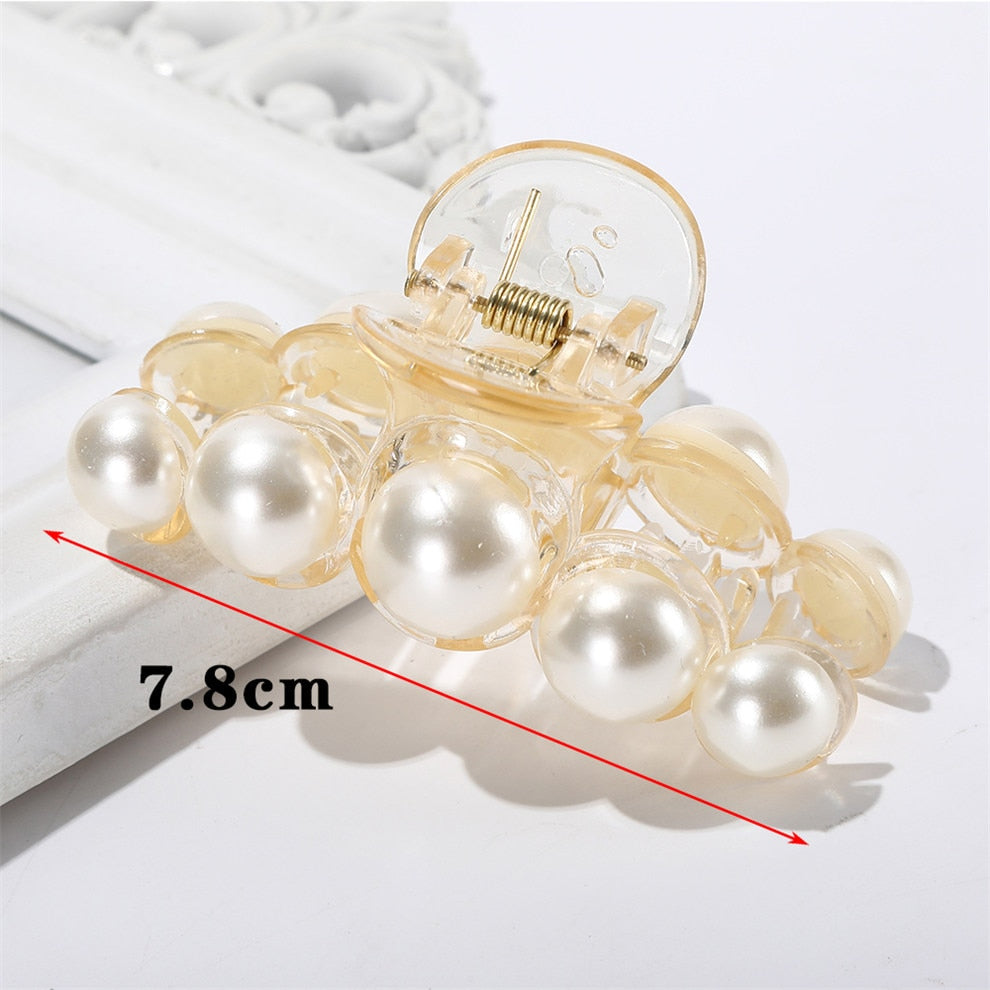 Hyperbole Big Pearls Acrylic Hair Claw Clips Big Size Makeup Hair Styling Barrettes for Women Hair Accessories