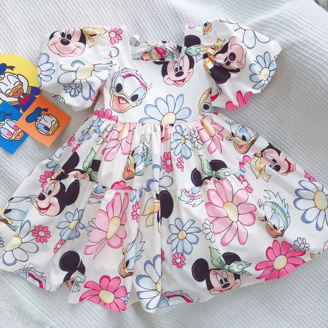 Été bébé fille tenue décontractée Floral enfants enfant en bas âge Minnie Mouse marguerite dessin animé mignon princesse Costumes pour filles robes dos nu