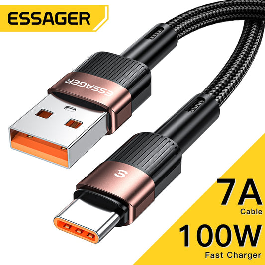 Câble Essager 7A USB Type C pour Realme Huawei P30 Pro 66W fil de charge rapide chargeur USB-C cordon de données pour Samsung Oneplus Poco F3