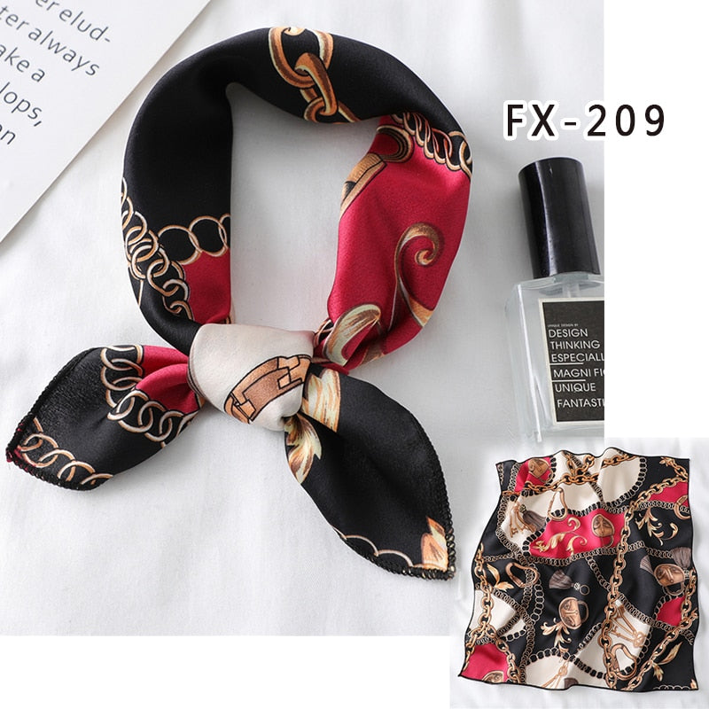 Square Silk Scarf Women Fashion Print Small Neck Scarfs Office Lady Hair Band Foulard Hand Kerchief Female Bandana Shawl