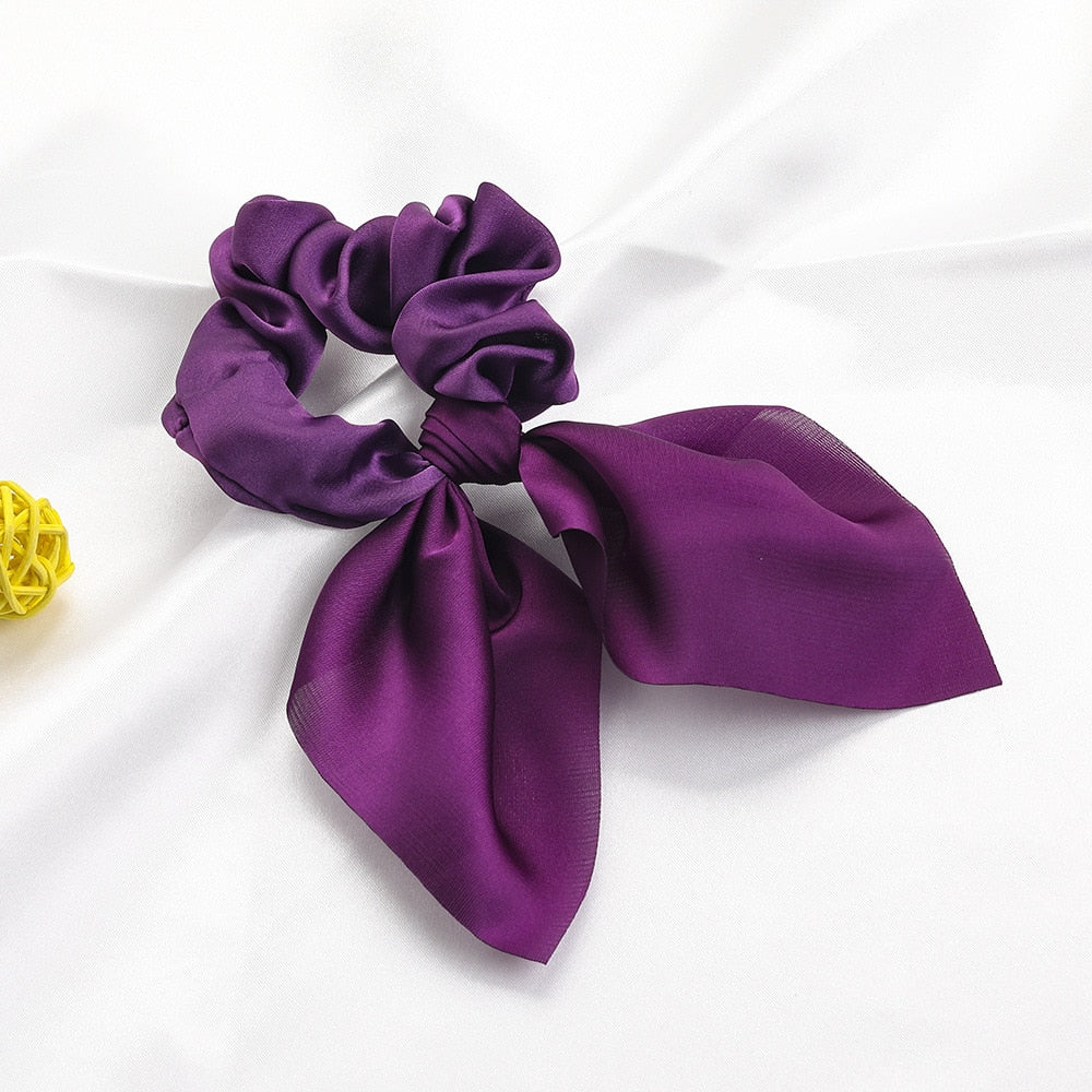 Chiffon Bowknot Elastische Haarbänder für Frauen Mädchen einfarbig Scrunchies Stirnband Haargummis Pferdeschwanzhalter Haarschmuck