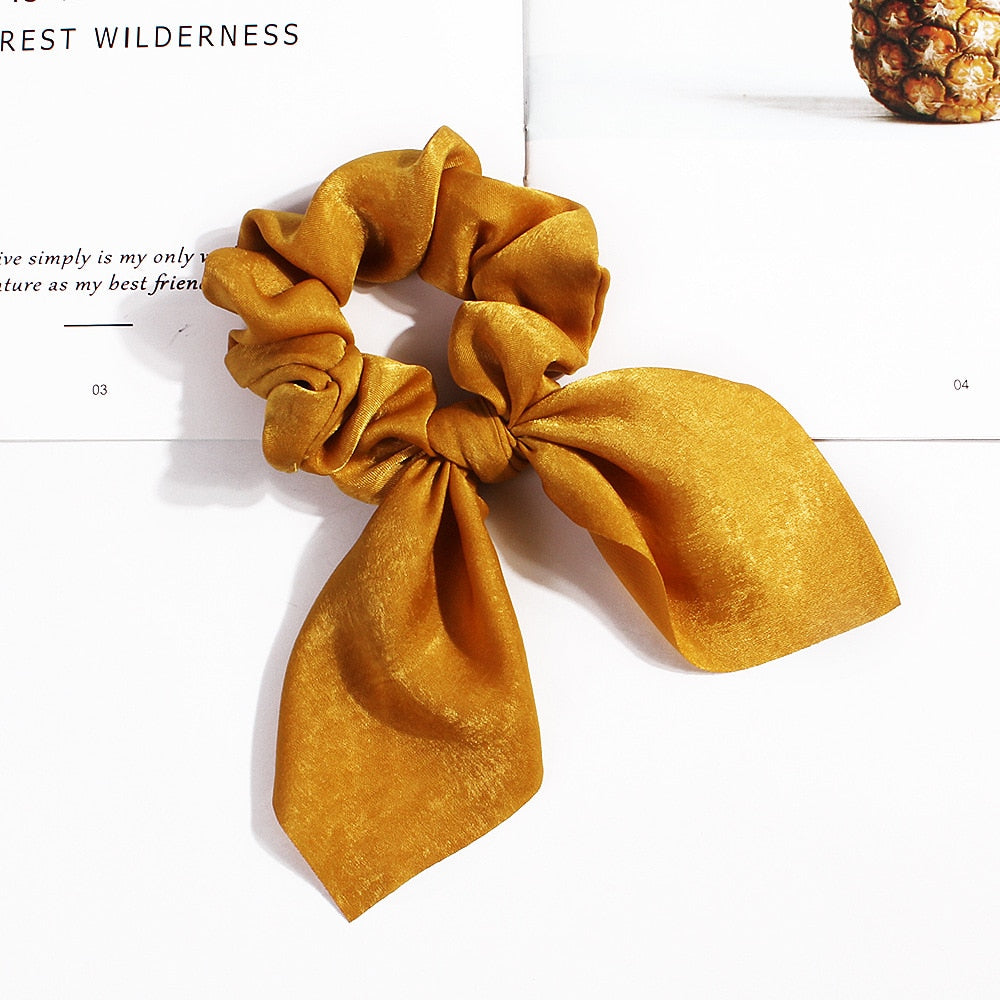 Chiffon Bowknot Elastische Haarbänder für Frauen Mädchen einfarbig Scrunchies Stirnband Haargummis Pferdeschwanzhalter Haarschmuck