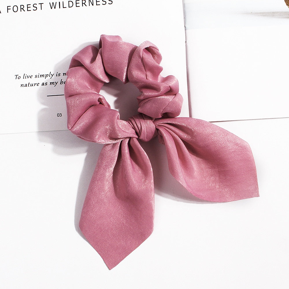 Chiffon Bowknot Elastische Haarbänder für Frauen Mädchen einfarbig Scrunchies Stirnband Haargummis Pferdeschwanzhalter Haarschmuck