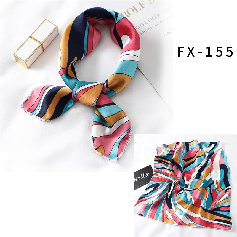 Square Silk Scarf Women Fashion Print Small Neck Scarfs Office Lady Hair Band Foulard Hand Kerchief Female Bandana Shawl