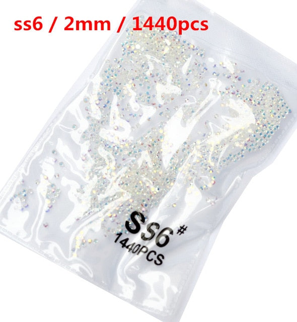 1440pcs Clear Crystal Gold 3D, Decorations Shoes And Dancing Decoration