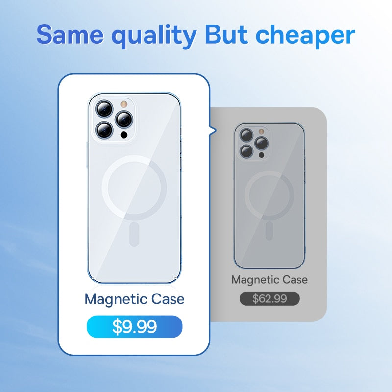 Transparent Magnetic Phone Case for iPhone 14 13 12 11 Pro Max Wireless Charging Cover For iPhone13 12Pro Max Magnet Case