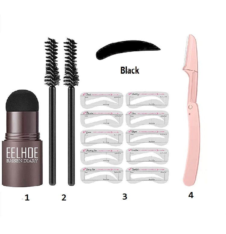 Professionnel One Step Sourcils Timbre Façonner Set Stylo Maquillage Imperméable À L'eau Pour Les Femmes Parfait Sourcils Pochoir Et Modèles