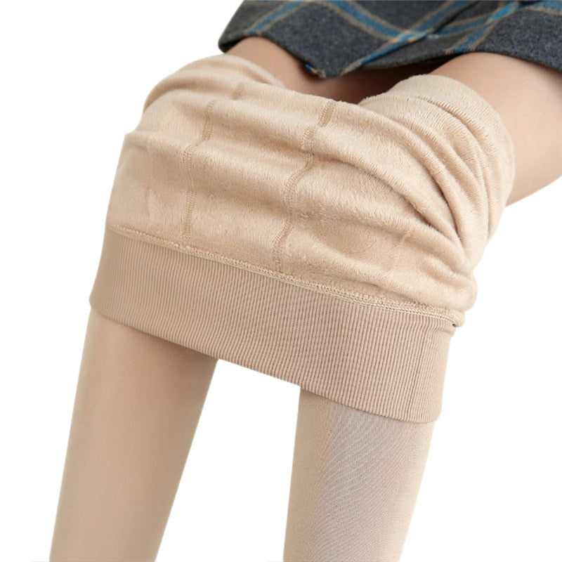 Winter-Leggings für Frauen, warme Leggins, einfarbige Samt-Leggins, hohe Taillen-Leggings, dehnbare Leggings