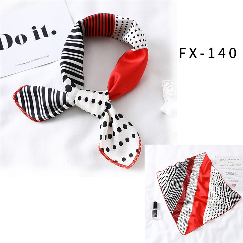 Square Silk Scarf Women Fashion Print Small Neck Scarfs Office Lady Hair Band Foulard Hand Kerchief Female Bandana Shawl