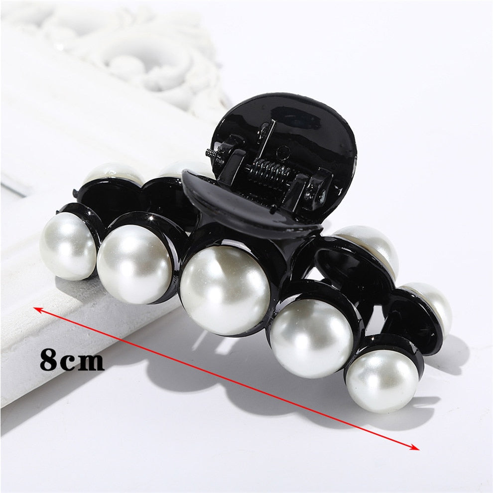 Hyperbole Big Pearls Acrylic Hair Claw Clips Big Size Makeup Hair Styling Barrettes for Women Hair Accessories