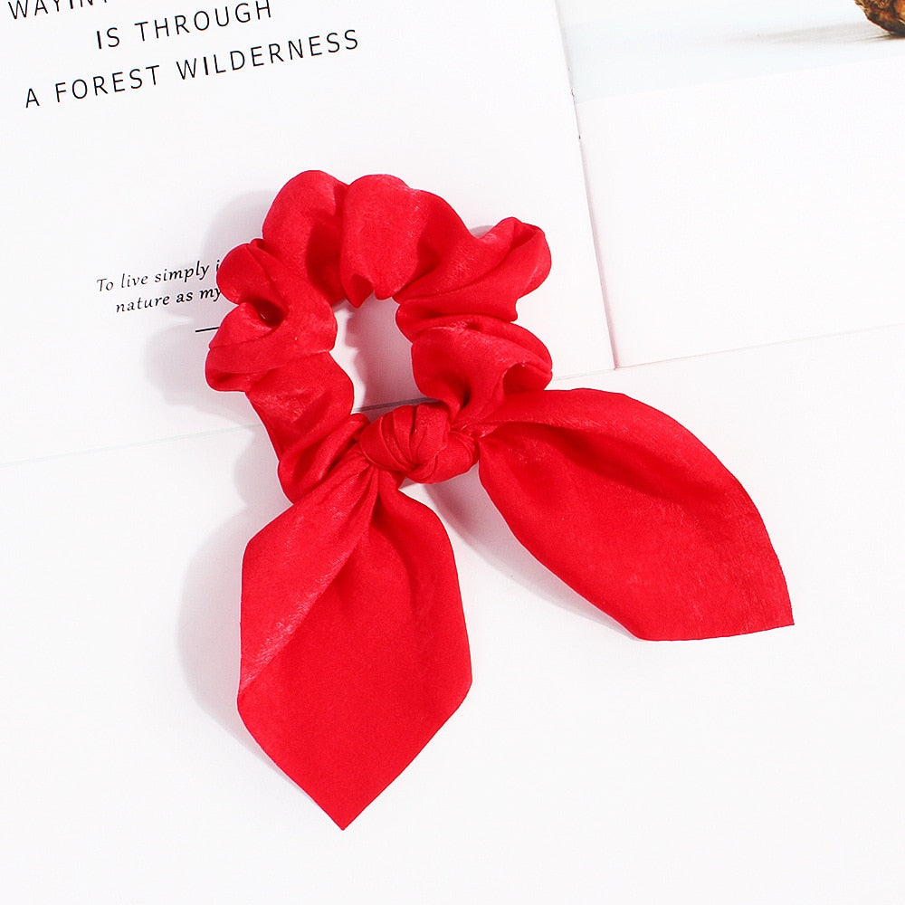 Chiffon Bowknot Elastische Haarbänder für Frauen Mädchen einfarbig Scrunchies Stirnband Haargummis Pferdeschwanzhalter Haarschmuck