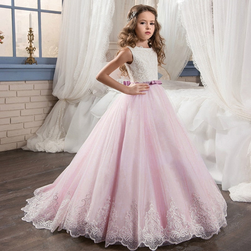 Adolescent mariage fille robe première Comunion robe pour fille soirée princesse fleur robe enfants vêtements Costume Vestido 8-14 ans