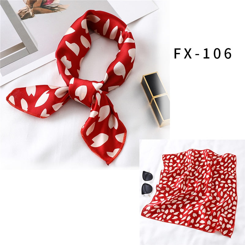 Square Silk Scarf Women Fashion Print Small Neck Scarfs Office Lady Hair Band Foulard Hand Kerchief Female Bandana Shawl