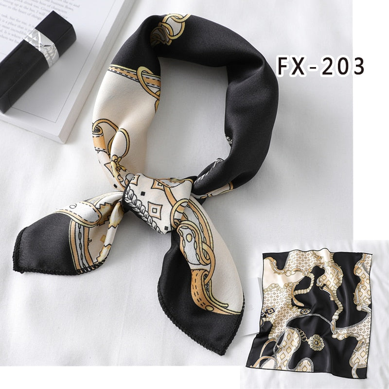 Square Silk Scarf Women Fashion Print Small Neck Scarfs Office Lady Hair Band Foulard Hand Kerchief Female Bandana Shawl