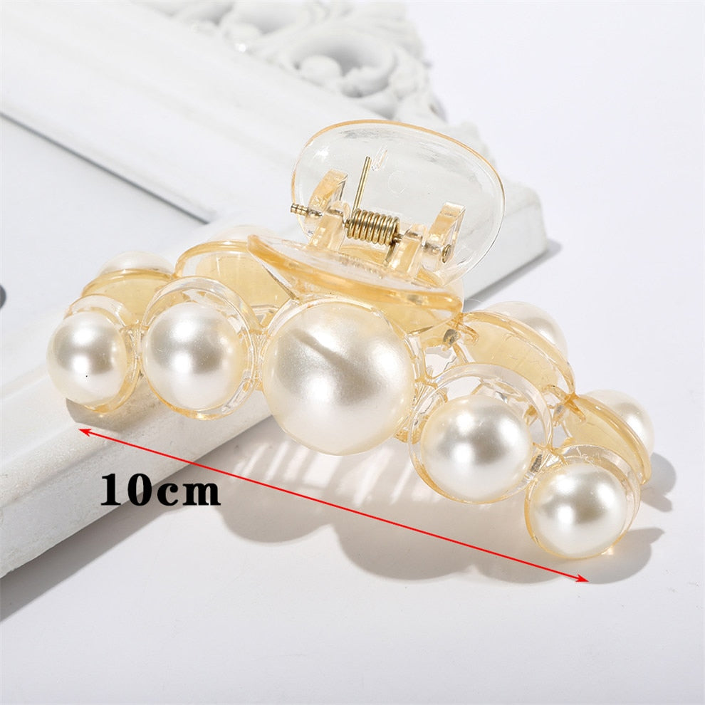 Hyperbole Big Pearls Acrylic Hair Claw Clips Big Size Makeup Hair Styling Barrettes for Women Hair Accessories