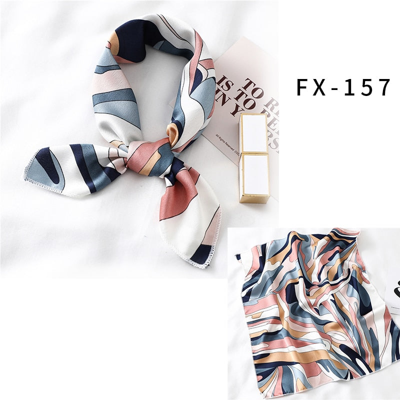 Square Silk Scarf Women Fashion Print Small Neck Scarfs Office Lady Hair Band Foulard Hand Kerchief Female Bandana Shawl