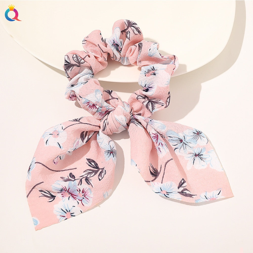 Chiffon Bowknot Elastische Haarbänder für Frauen Mädchen einfarbig Scrunchies Stirnband Haargummis Pferdeschwanzhalter Haarschmuck