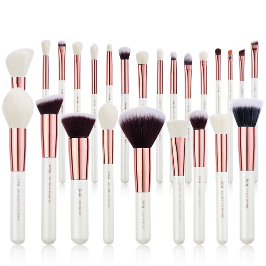 Professional Makeup brushes set, 6- 25pcs Makeup brush Natural Synthetic Foundation Powder Highlighter Pearl White T215