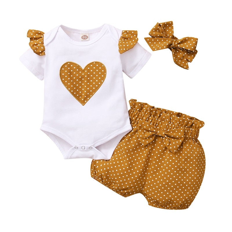 Frühling Herbst Baumwolle Neugeborenes Baby Mädchen Kleidung 0-3 Monate Polka Dot Unisex Säuglingskleidung Set Junge 3-teilige Kleidung mit Hut