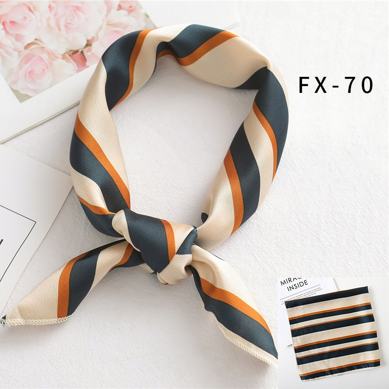 Square Silk Scarf Women Fashion Print Small Neck Scarfs Office Lady Hair Band Foulard Hand Kerchief Female Bandana Shawl