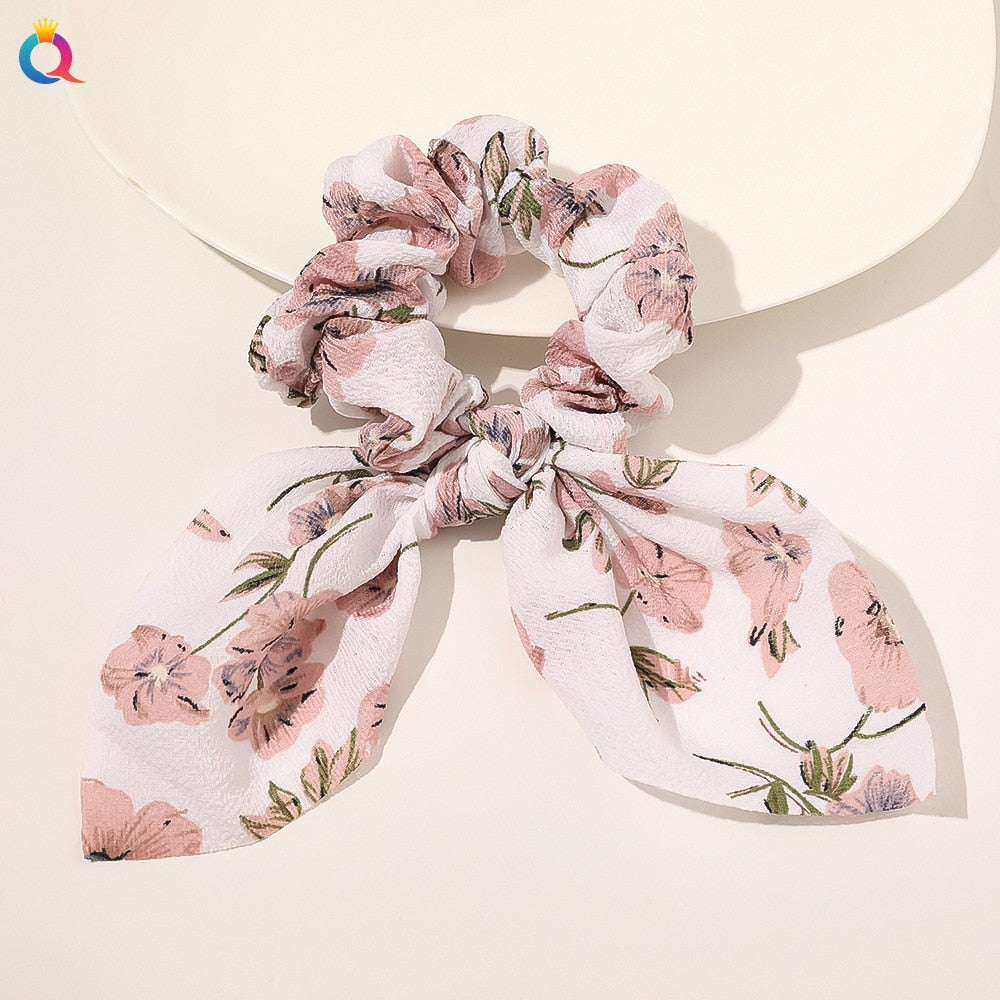 Chiffon Bowknot Elastische Haarbänder für Frauen Mädchen einfarbig Scrunchies Stirnband Haargummis Pferdeschwanzhalter Haarschmuck