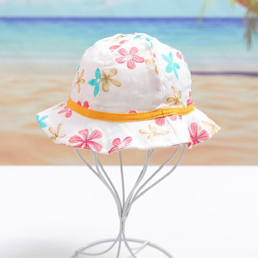 Summer Children Cotton Cartoon Bucket Cap For Boys Printing Floral Baby Girls Sun Hat Flower Kids Bonnet