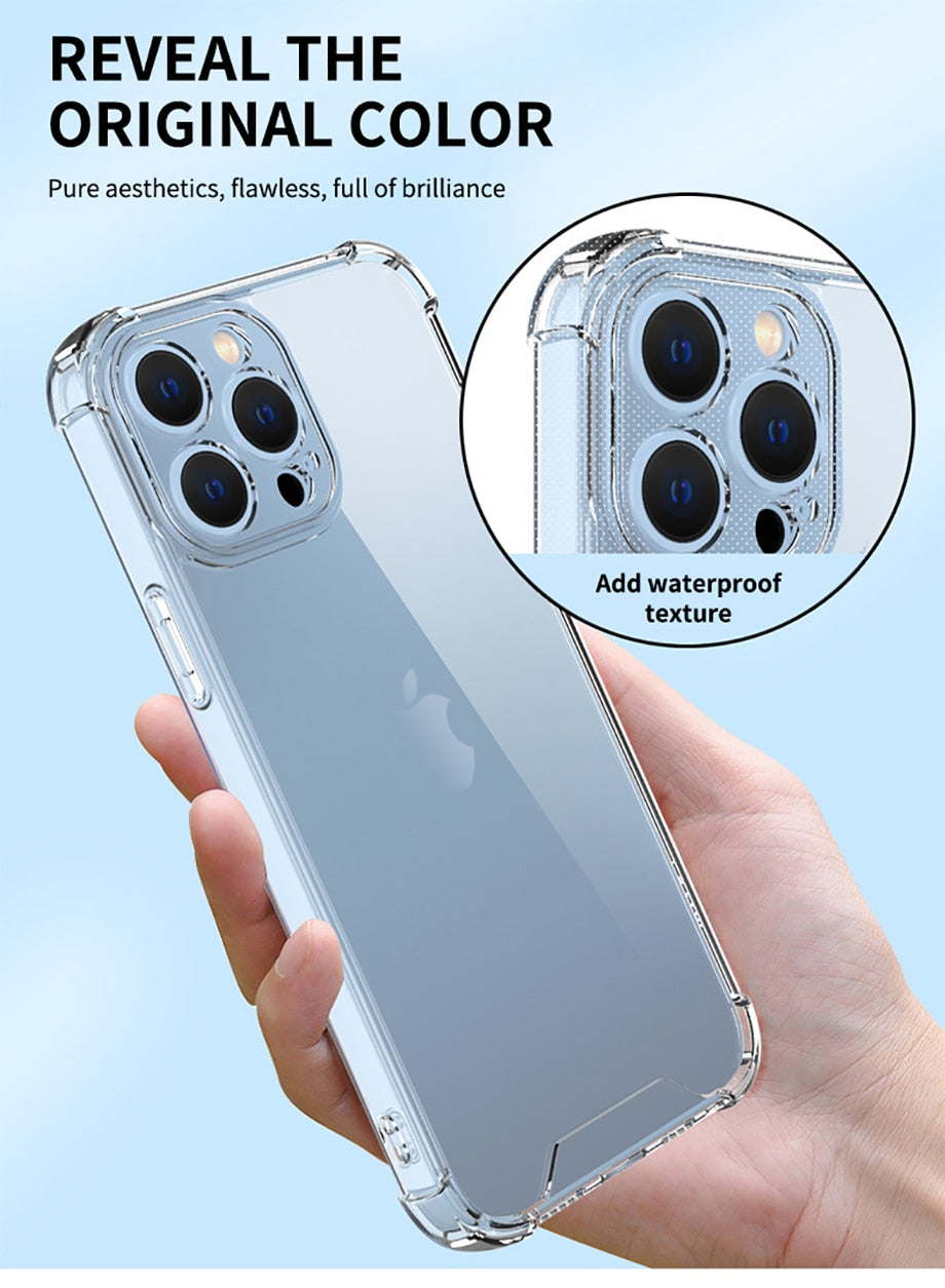 Épais Antichoc Silicone Téléphone étui pour iPhone 14 13 12 11 Pro Max Caméra Protection Cas iPhone X Xr Xs 7 8 14 Plus Couverture Arrière