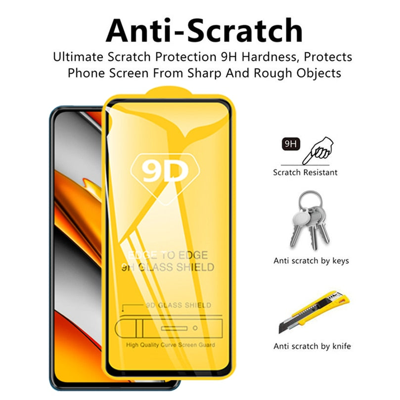 9D Protective Glass for Xiaomi Redmi Note 10 8 9 Pro 11 11s 9s 10s 5G Screen Protectors for Poco X3 Pro NFC F3 M3 M4 F4 Gt Glass