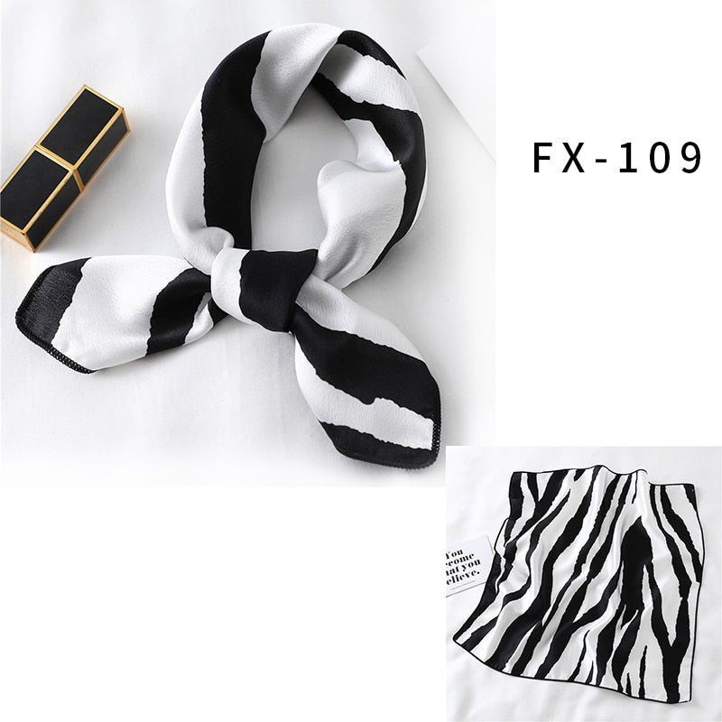 Square Silk Scarf Women Fashion Print Small Neck Scarfs Office Lady Hair Band Foulard Hand Kerchief Female Bandana Shawl