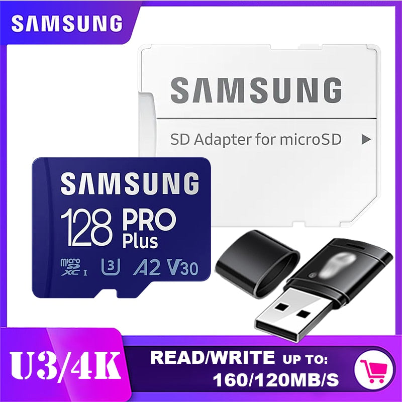 SAMSUNG EVO Plus Carte mémoire 32 Go/SDHC 64 Go/128 Go/256 Go/512 Go SDXC Micro SD/TF Cartes Flash MicroSD