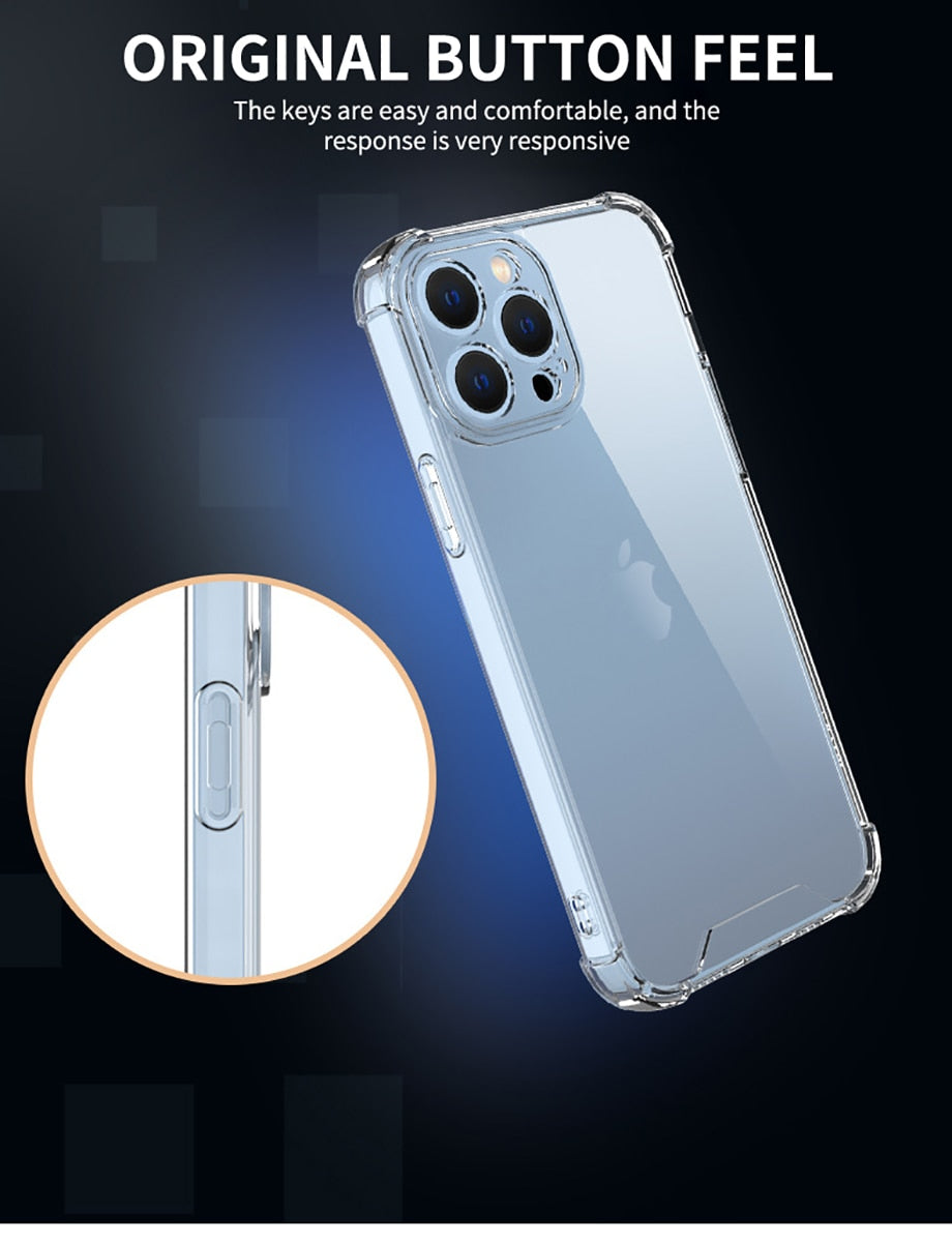 Épais Antichoc Silicone Téléphone étui pour iPhone 14 13 12 11 Pro Max Caméra Protection Cas iPhone X Xr Xs 7 8 14 Plus Couverture Arrière