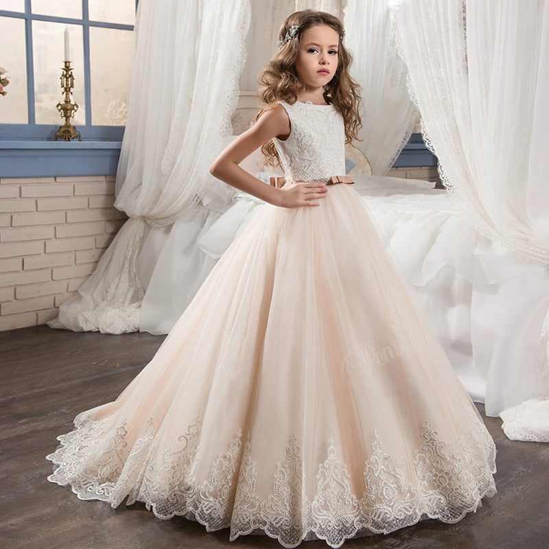 Teen Wedding Girl Dress First Comunion Dress for Girl Evening Princess Flower Dress Kids Clothes Costume Vestido 8 -14 Year