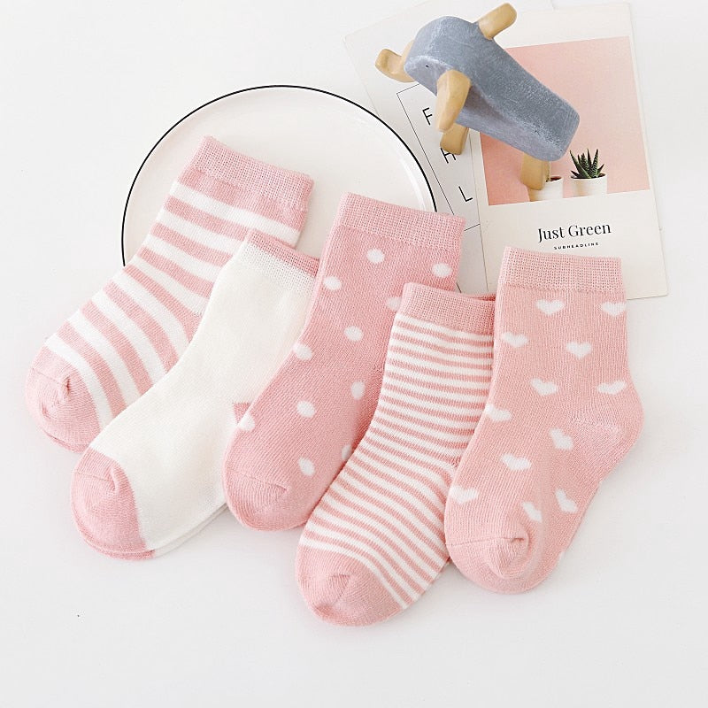 5Pairs Baby Socks Newborn Baby Boy Socks 0-1-3-7 Years Kids Pure Cotton Animal Design Fadeless Soft Children Socks