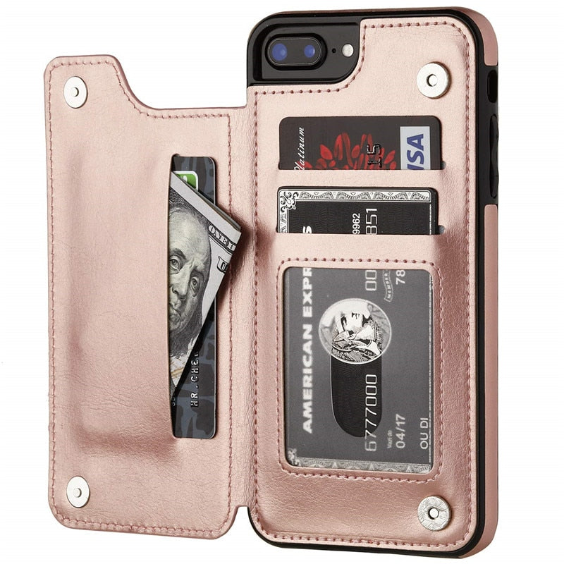 Luxury Slim Fit Premium Leather Cover For iPhone 14 13 11 12 Pro XS Max XR X SE 6S 6 7 8 Plus Wallet Card Holder Slots Flip Case