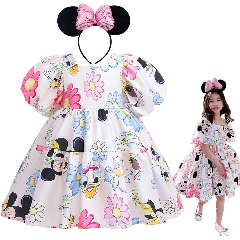 Été bébé fille tenue décontractée Floral enfants enfant en bas âge Minnie Mouse marguerite dessin animé mignon princesse Costumes pour filles robes dos nu