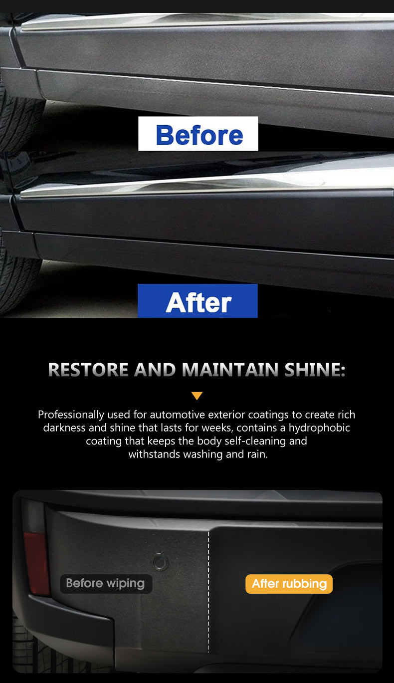 Plastic Restore Revitalizer Plastic Renovator Longlasting Coating For Car Rubbers Refurbish Clean Gloss Black Shine