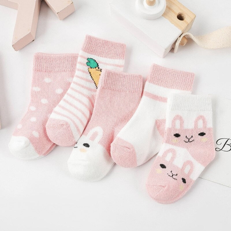 5 paires chaussettes bébé nouveau-né bébé garçon chaussettes 0-1-3-7 ans enfants pur coton Animal Design Fadeless doux enfants chaussettes