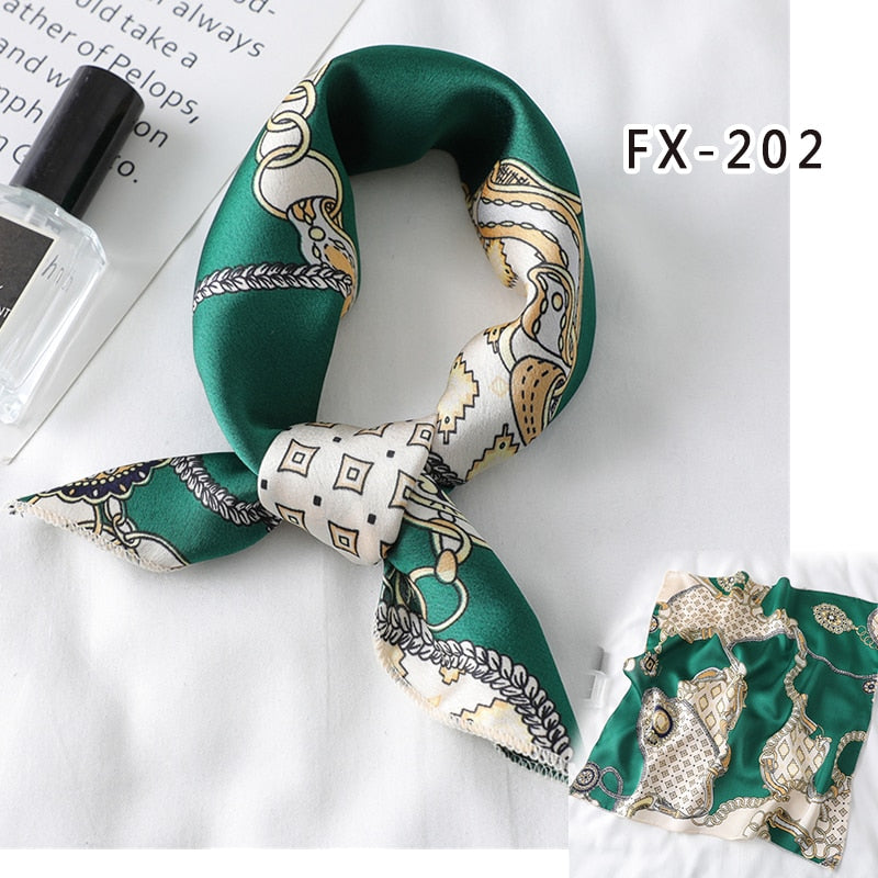 Square Silk Scarf Women Fashion Print Small Neck Scarfs Office Lady Hair Band Foulard Hand Kerchief Female Bandana Shawl