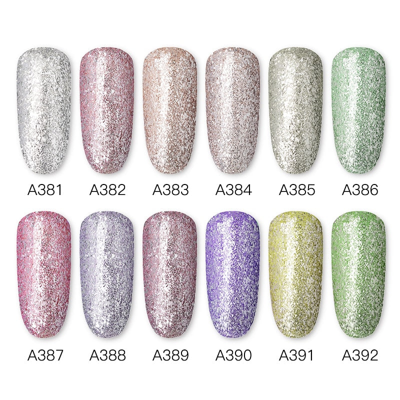 Gel-Nagellack Glitzerfarbe Hybridlacke Glänzender Top-Basislack für Nägel Set halbpermanent für Maniküre Nagelkunst