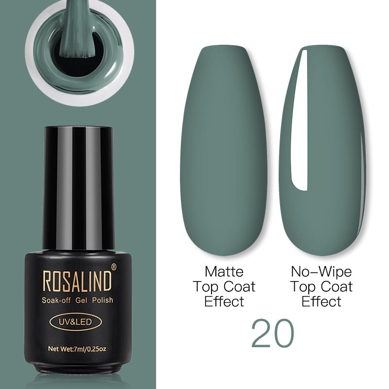 ROSALIND Gel-Nagellack-Lampe, alles für Nägel, Kunstmaniküre mit mattem Basis-Decklack, halbpermanentem Gellak-Nagelgel-Nagellack