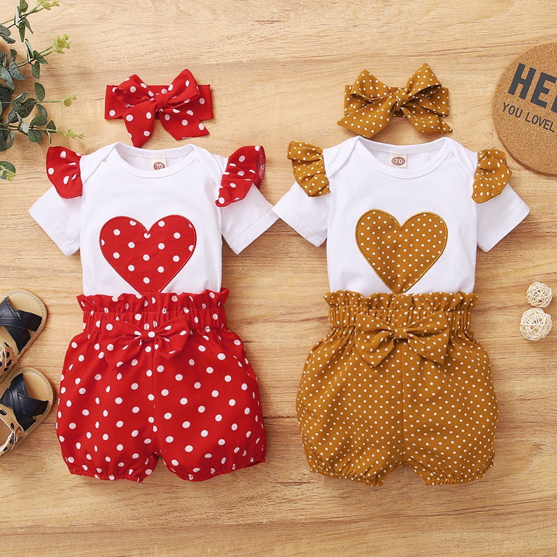 Frühling Herbst Baumwolle Neugeborenes Baby Mädchen Kleidung 0-3 Monate Polka Dot Unisex Säuglingskleidung Set Junge 3-teilige Kleidung mit Hut