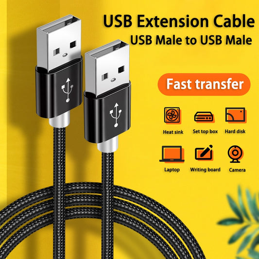 Câble d'extension USB vers USB Type A Rallonge USB mâle vers mâle pour radiateur Disque dur Caméra Webcom Câble USB