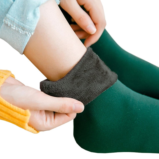 Velours femmes hiver chaud épaissir chaussettes thermiques doux décontracté couleur unie chaussette laine cachemire maison bottes de neige chaussette de sol