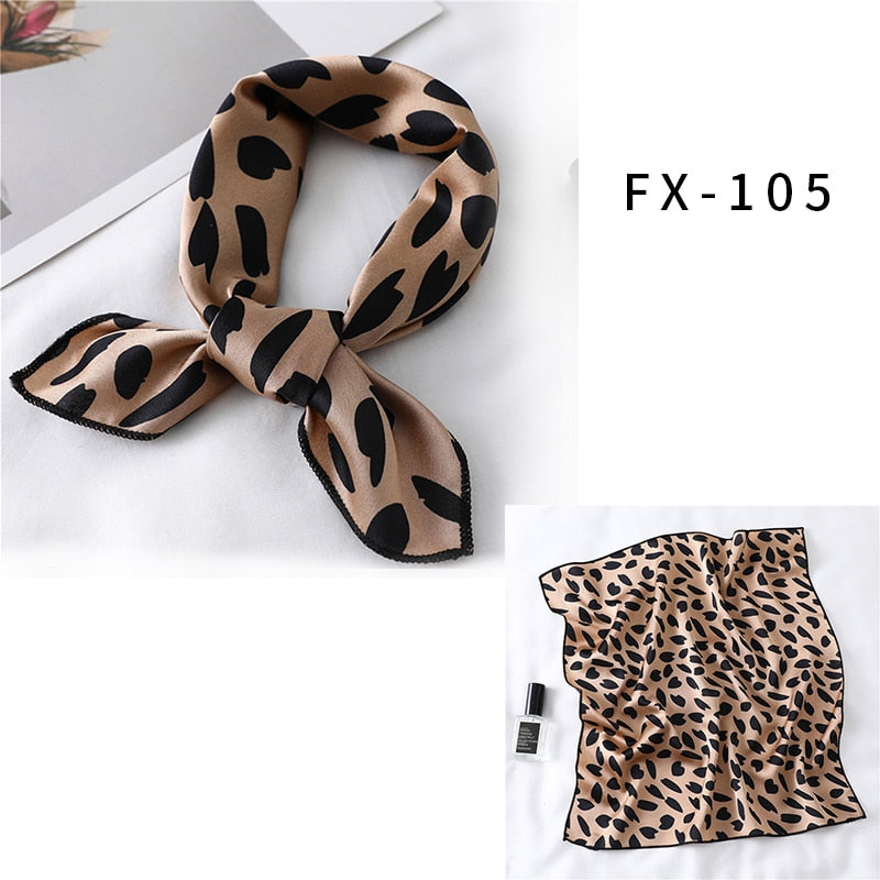 Square Silk Scarf Women Fashion Print Small Neck Scarfs Office Lady Hair Band Foulard Hand Kerchief Female Bandana Shawl